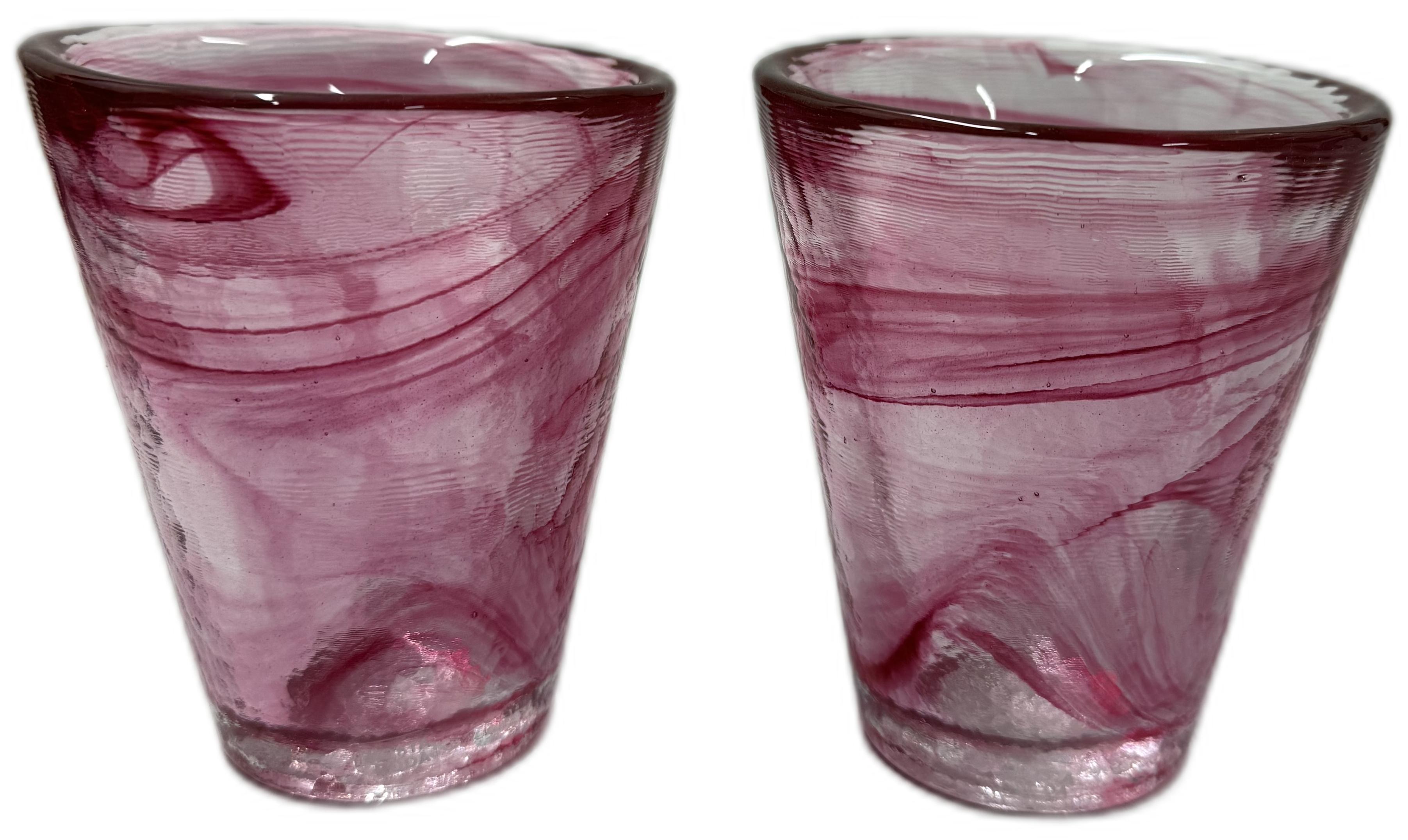 Kosta Boda Ulrika Hydman Vallien Vattenglas Rosa Swirl 2-pack