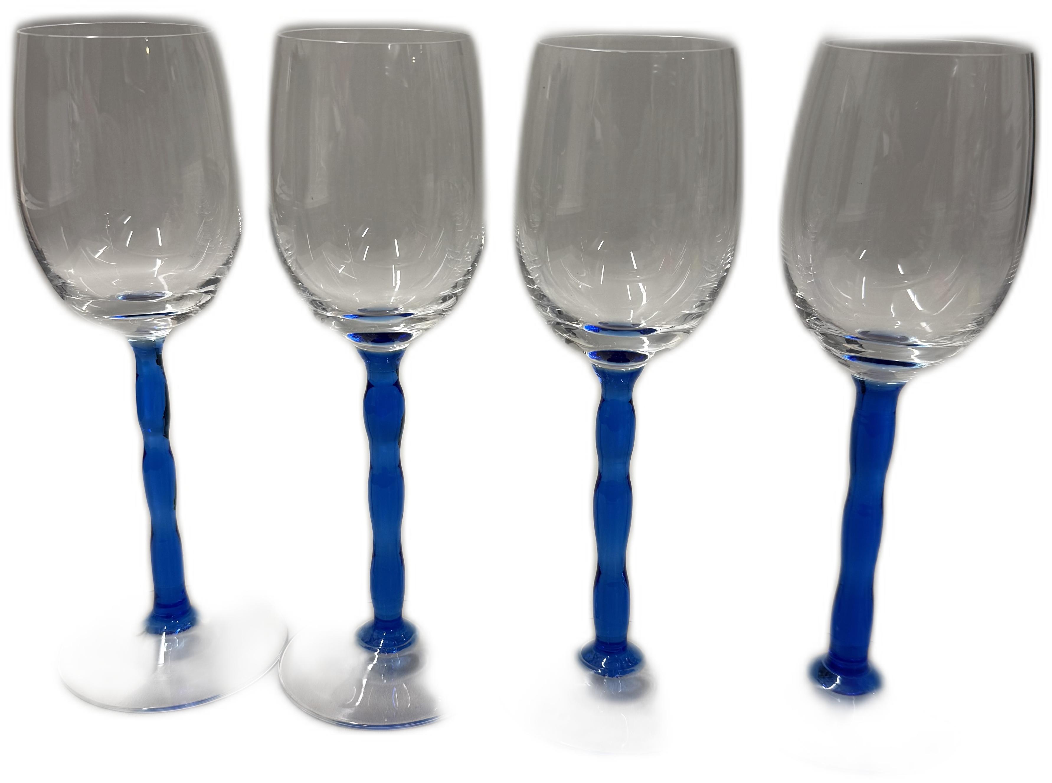 Orrefors Gunnar Cyrén Garbo Vinglas med Blå Fot, 4-pack