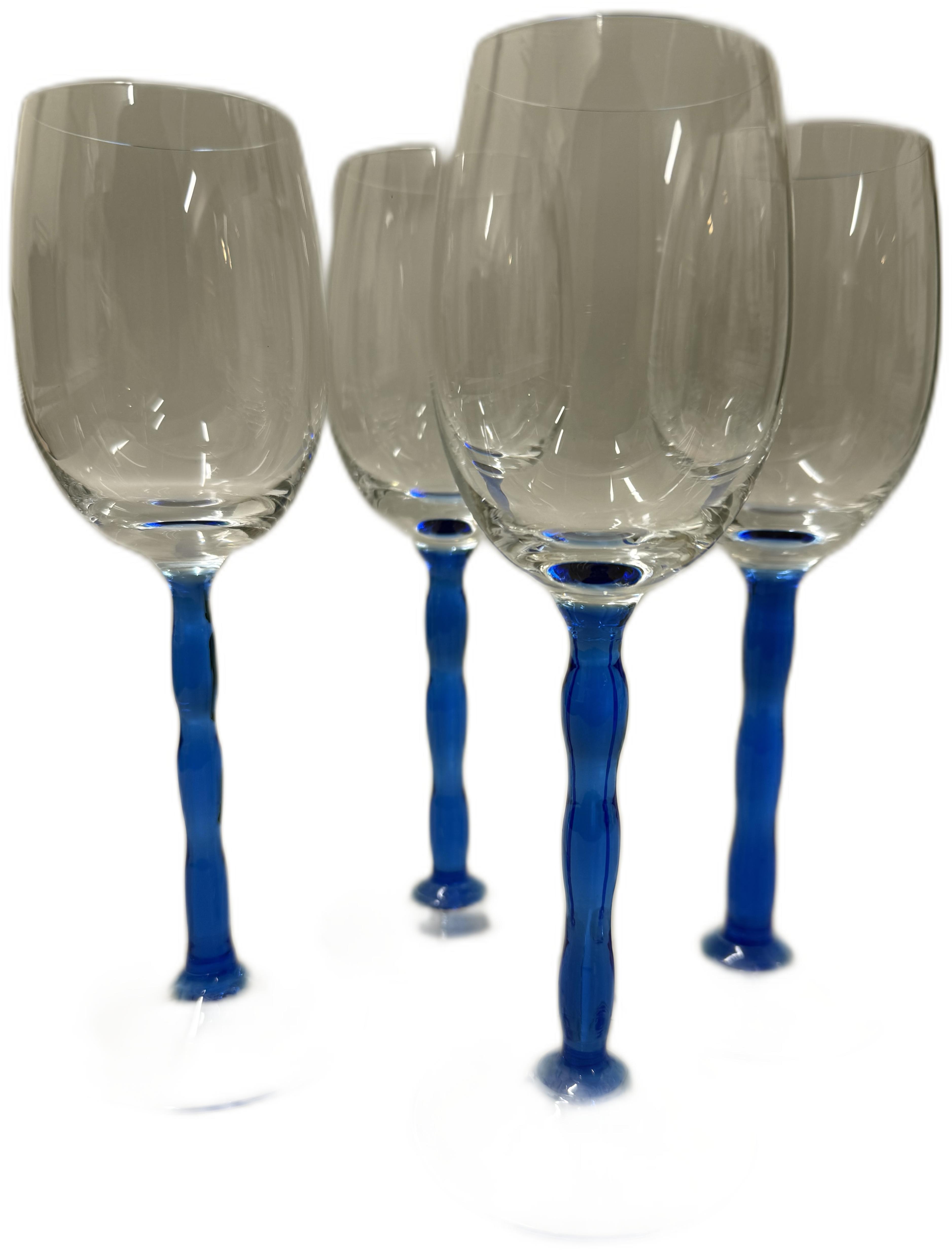 Orrefors Gunnar Cyrén Garbo Vinglas med Blå Fot, 4-pack