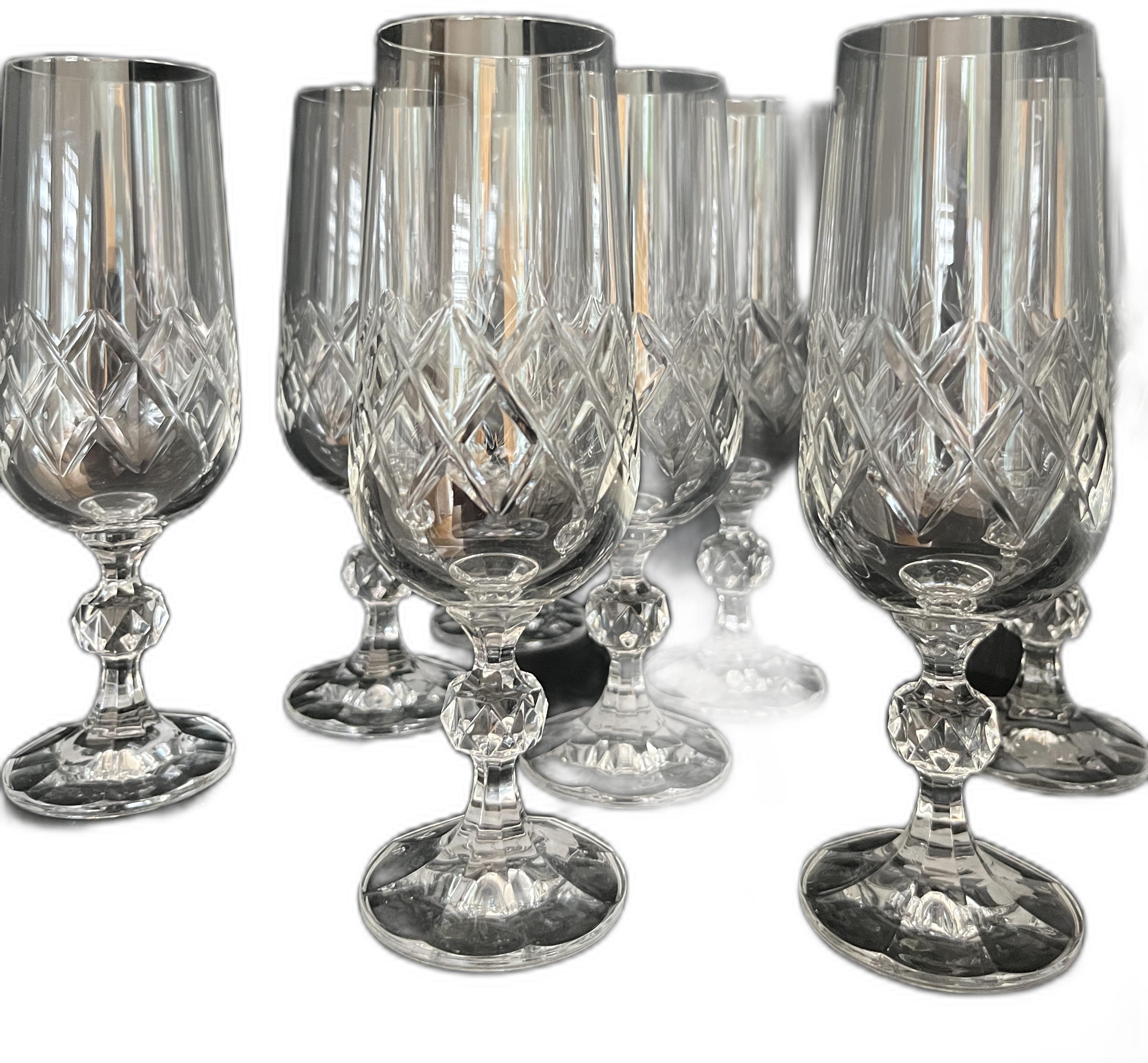 Kristallchampagneglas Bristol med rutmönster, 6-pack